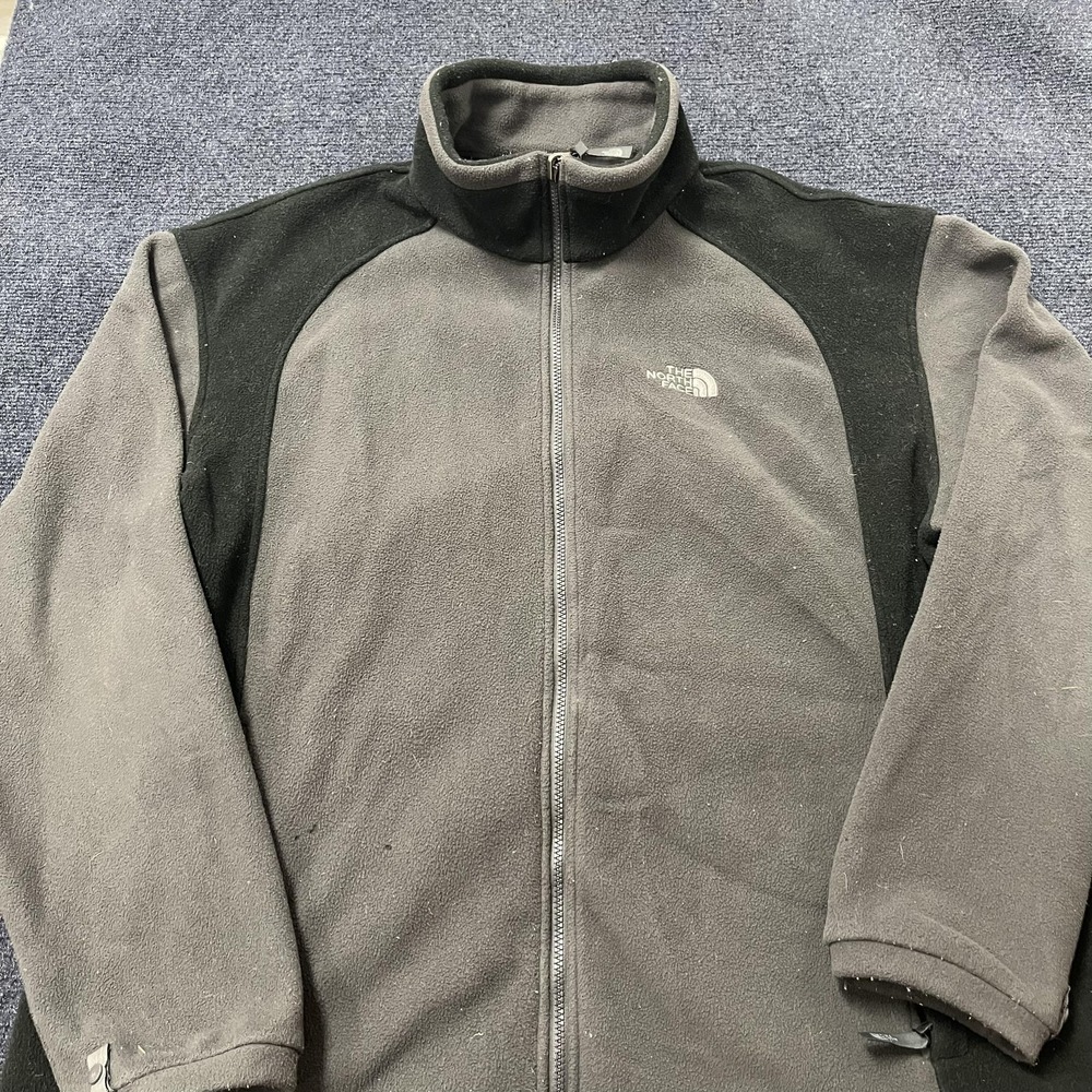 The‎ North Face Jacket Mens 2XL Gray Black Fleece Full Zip Outdoor Hiking Coat